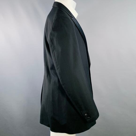 SAKS FIFTH AVENUE Size 40 Long Black Wool Peak Lapel Tuxedo - Picture 3 of 8